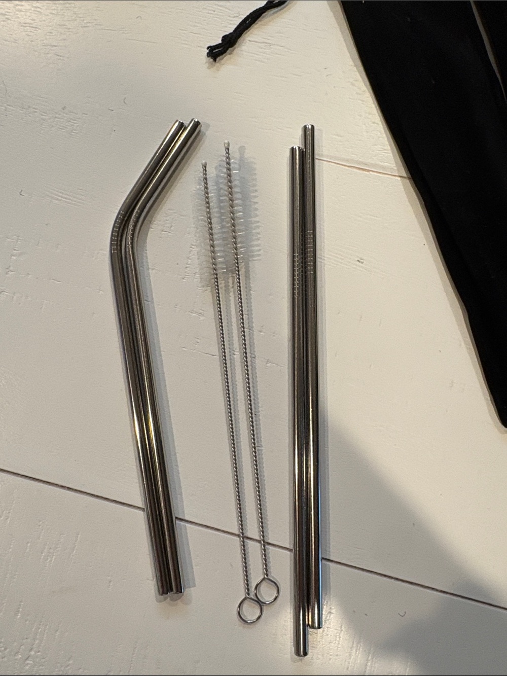 12 Reusable Stainless Steel Straw Set with Cleaning Brushes and Velvet Pouches - Picture 2 of 3